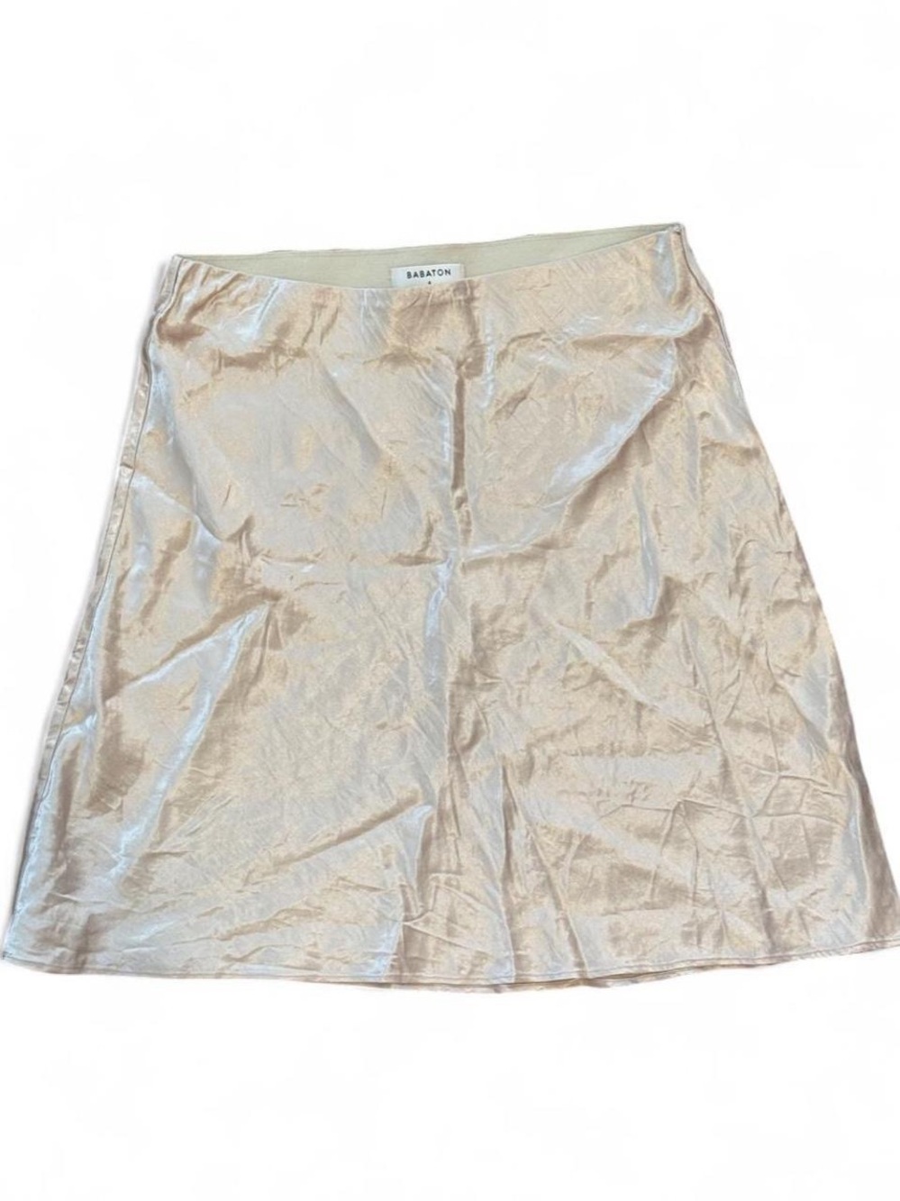 Aritzia Babaton Womens Champagne Satin Crushed Velvet Mini Skirt Size 6 Silk